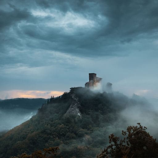 Annweiler Trifels bei Nebel